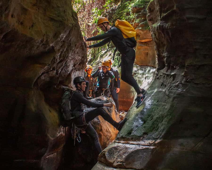 Blue Mountains: Abseiling and Canyoning Experience - The slot canyon part: jumps, swims, and water slides in a rainforest creek