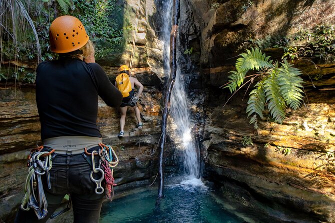 Juggler Canyon and Abseiling Adventure Blue Mountains - The 30-metre overhanging abseil: where confidence gets tested