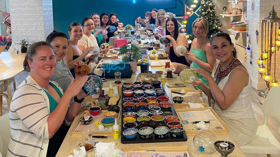 Sydney: Mosaic Art Classes - Turkish Lamp Workshop - The hands-on part: mosaic techniques, glass painting, and tools