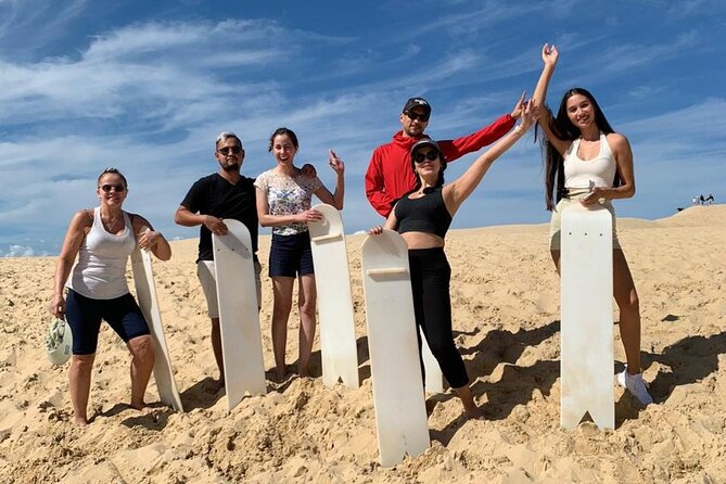 Sydney: Port Stephens Sandboarding, Dunes & Dolphin Cruise option - Nelson Bay lunch time: a realistic break with harbor views