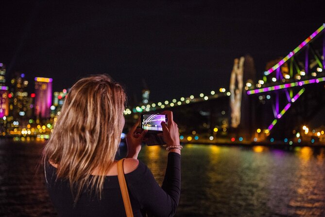 Vivid Sydney Lights and Fireworks Sightseeing Cruise - Past Barangaroo and out of Darling Harbour: the night starts moving